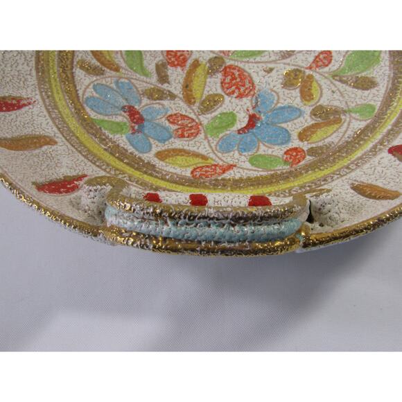 Vtg Pebble Glaze Console Bowl Handles Numbered MCM Fratelli Fanciullacci Italy - Picture 3 of 6